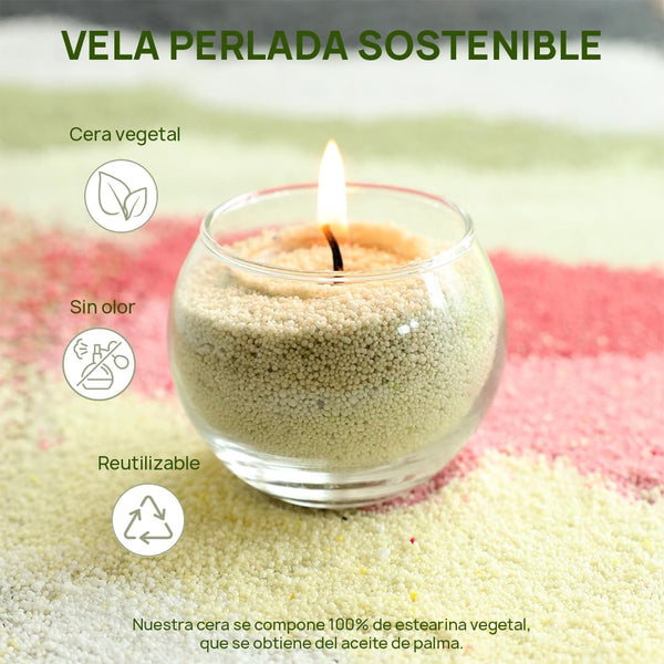 Velas Perladas Comforder – Verde Claro 400 g + 4 Mechas