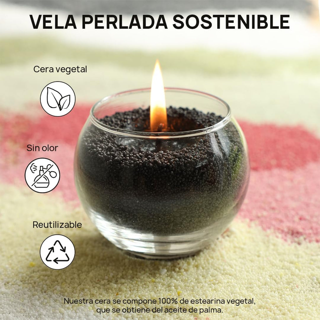 Velas Perladas Lumina  – Negro 400 g + 4 Mechas