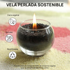 Velas Perladas Lumina  – Negro 400 g + 4 Mechas