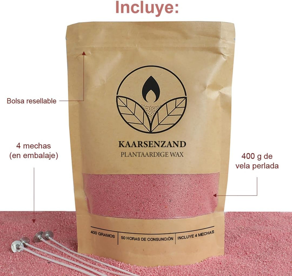 Velas Perladas Lumina  – Rosa 400 g + 4 Mechas