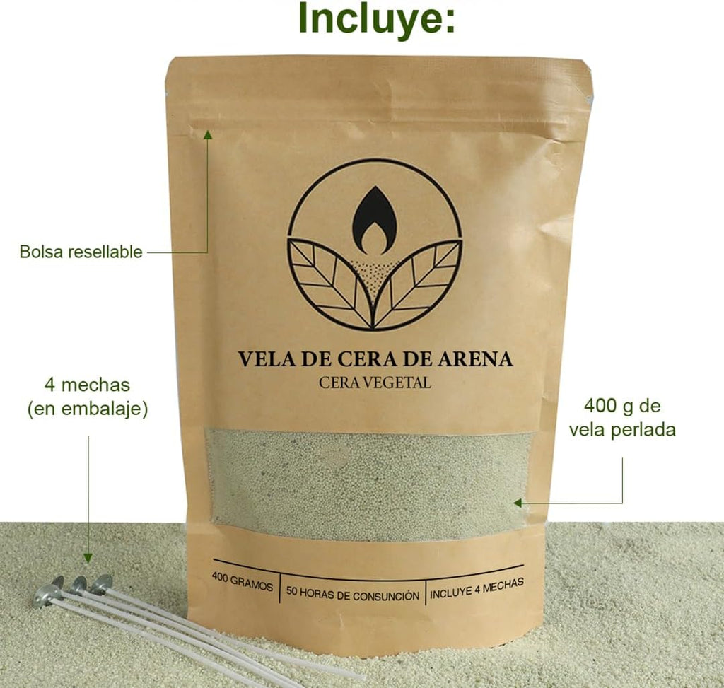 Velas Perladas Lumina – Verde Claro 400 g + 4 Mechas