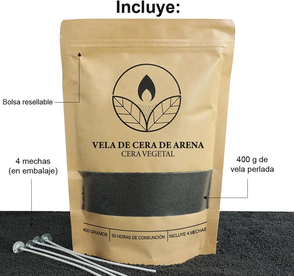 Velas Perladas Lumina  – Negro 400 g + 4 Mechas
