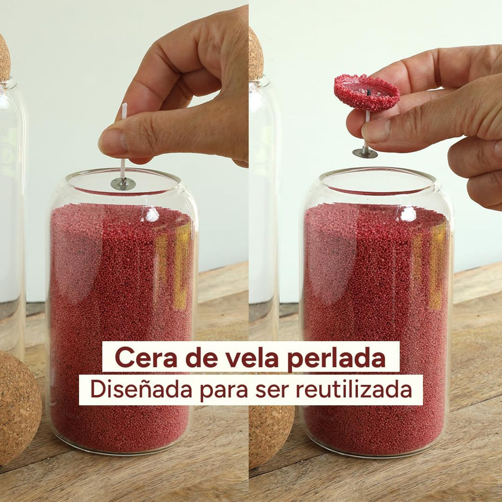 Velas Perladas Lumina  – Rojo 400 g + 4 Mechas