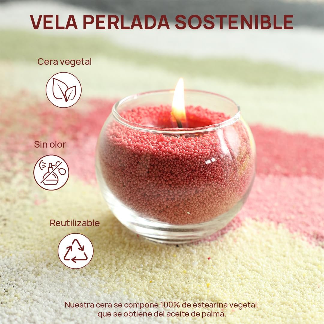 Velas Perladas Lumina  – Rojo 400 g + 4 Mechas