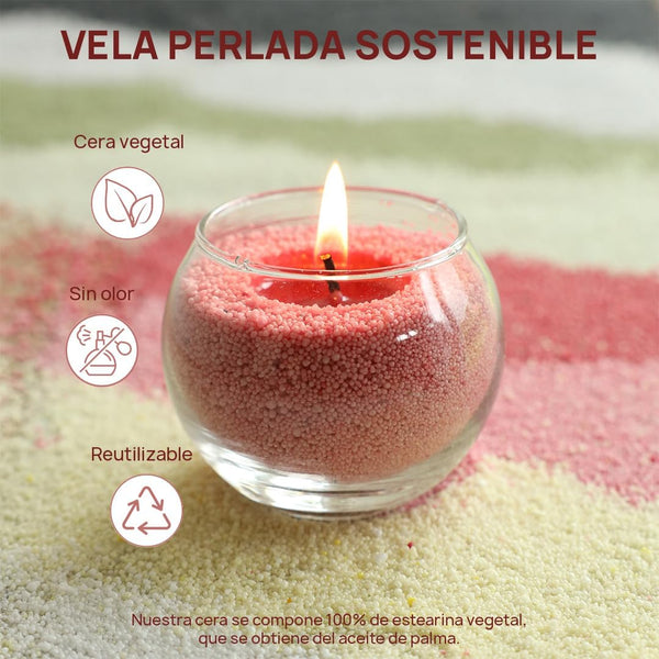 Velas Perladas Comforder – Rosa 400 g + 4 Mechas