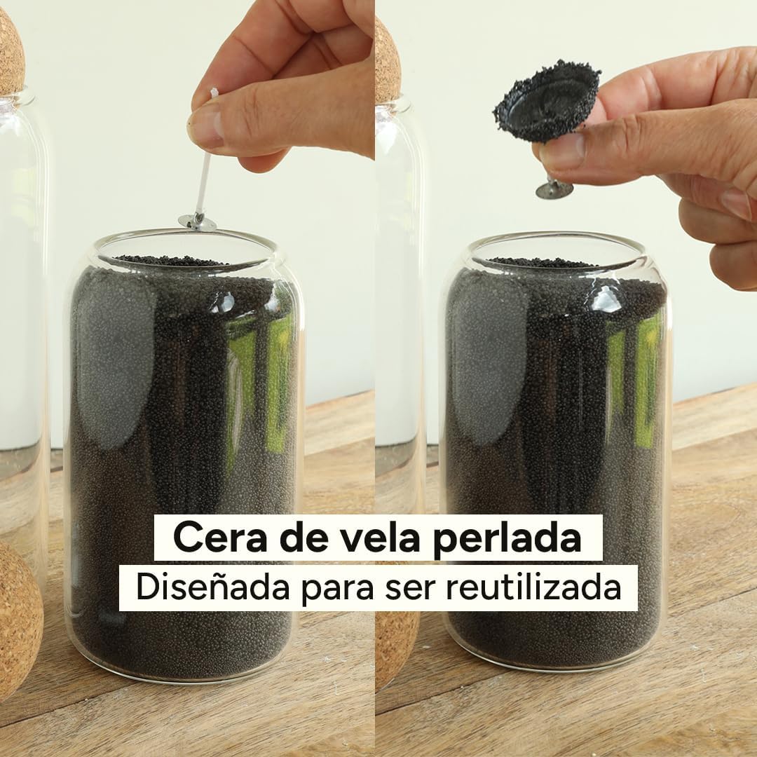 Velas Perladas Lumina  – Negro 400 g + 4 Mechas