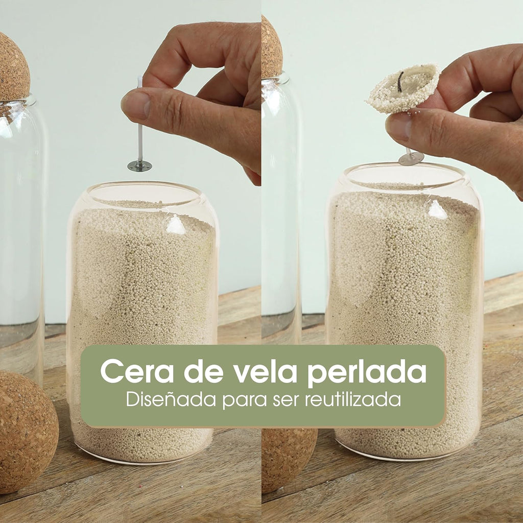 Velas Perladas Lumina  – Verde Musgo 400 g + 4 Mechas