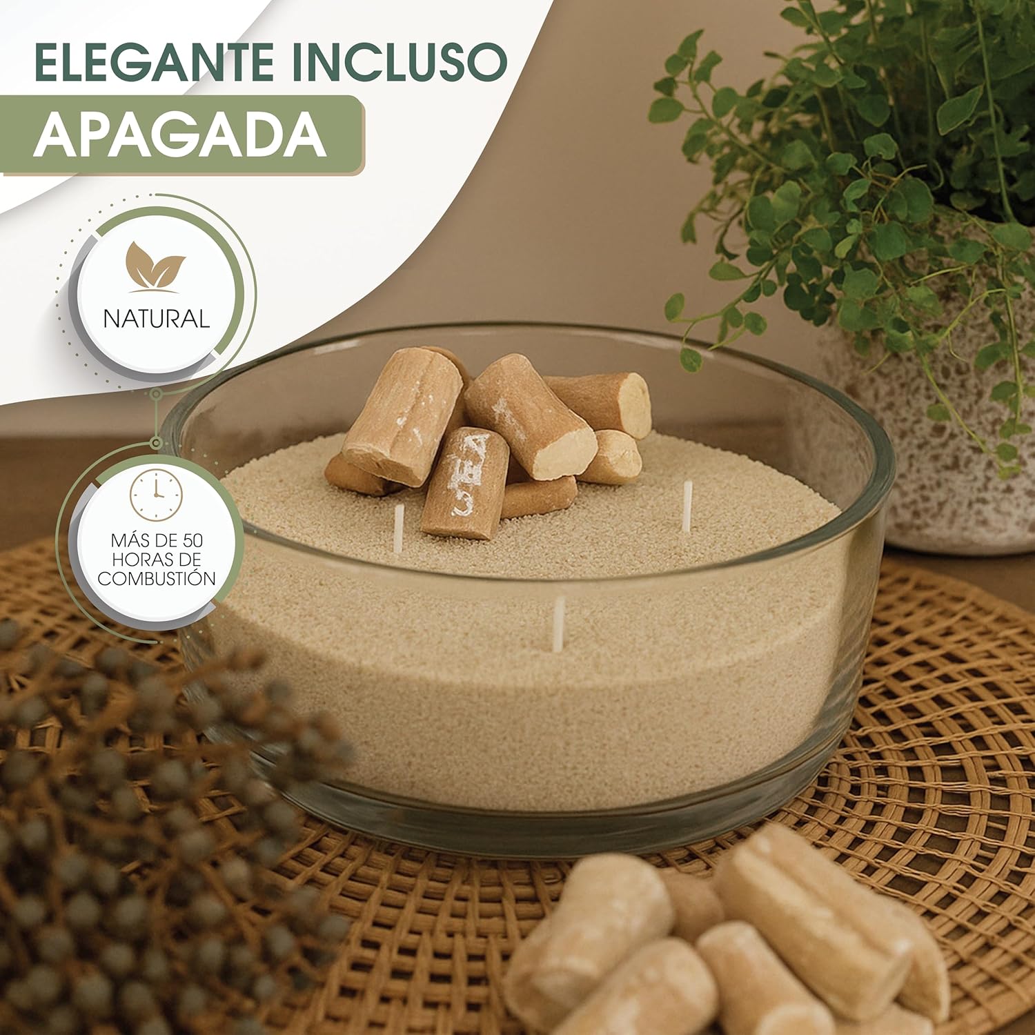 Velas Perladas Lumina  – Verde Musgo 400 g + 4 Mechas